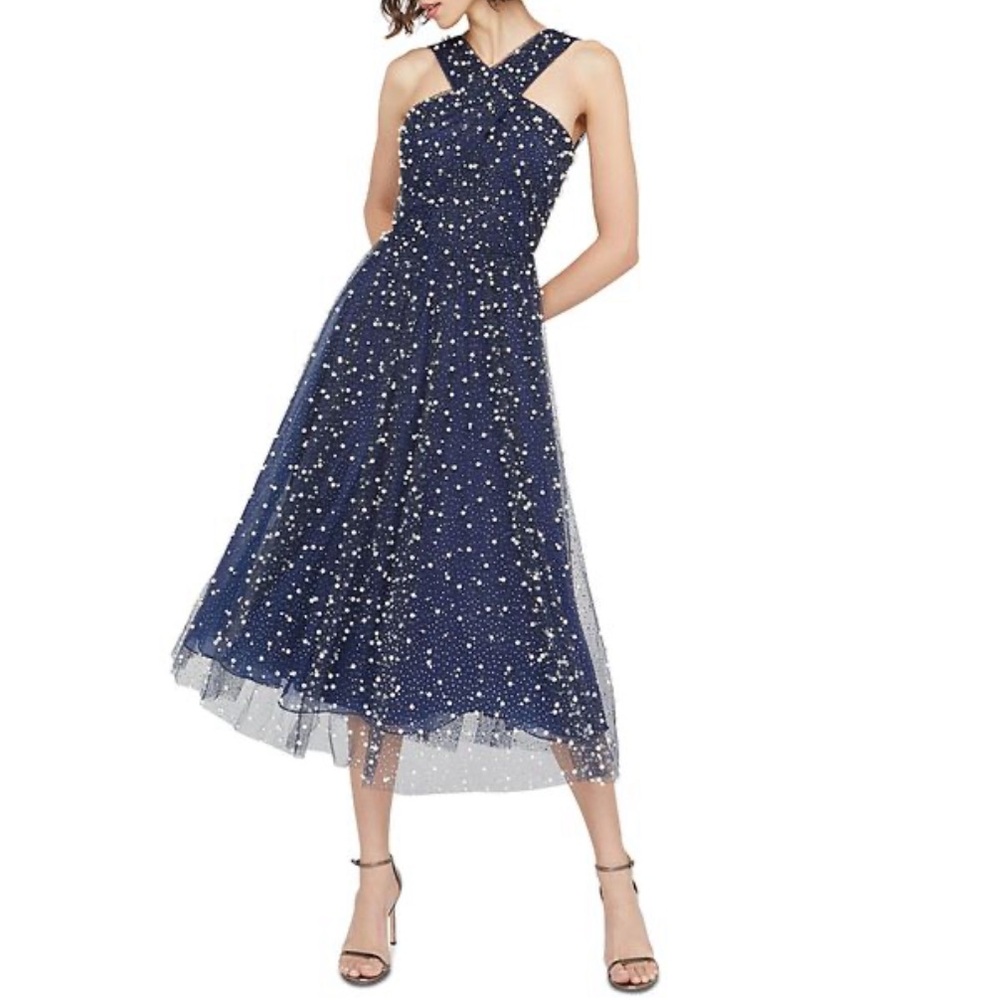 THEIA Tatiana Glimmer Halter Dress 8 NWT